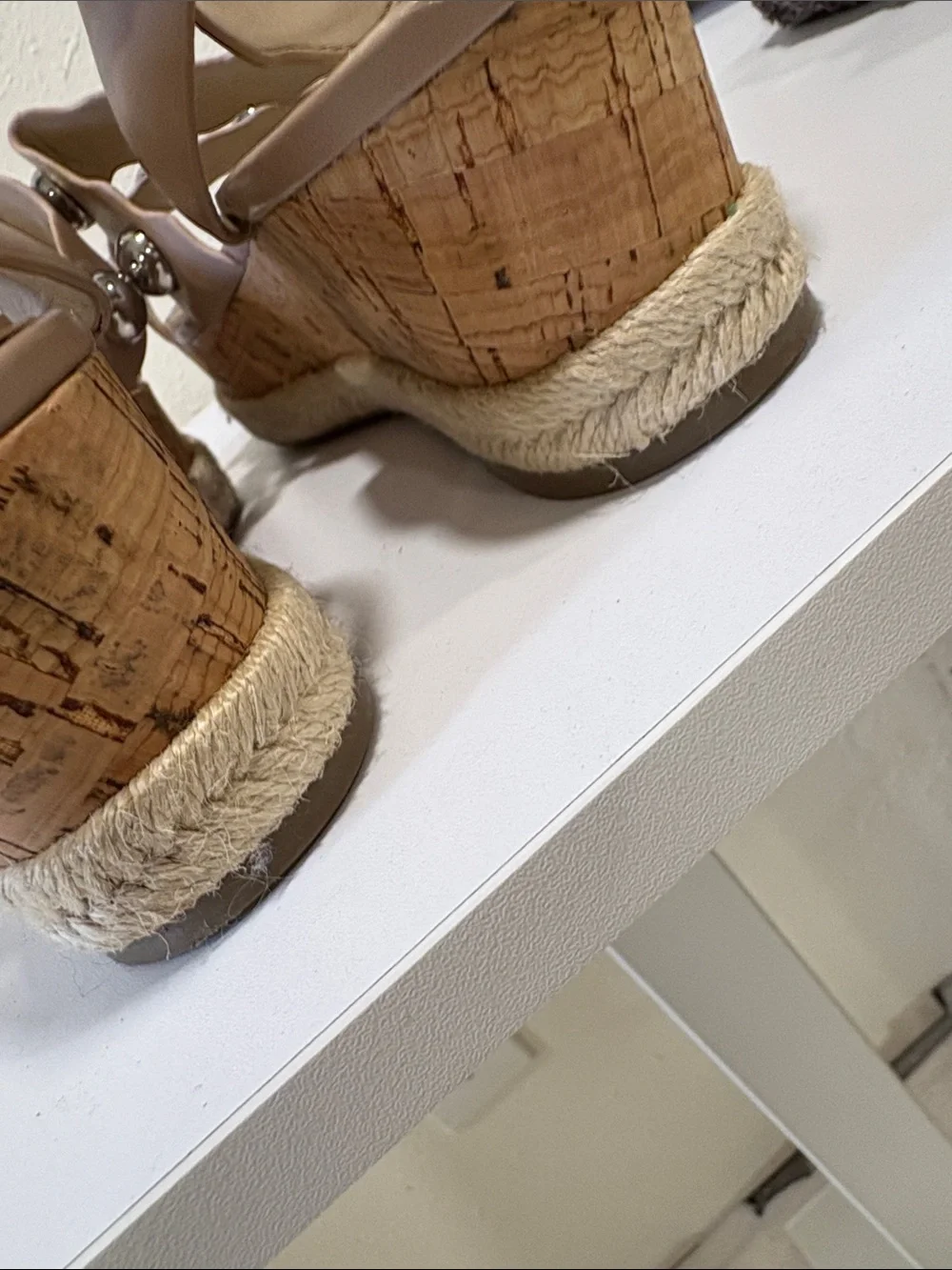 Marc Fisher Nude Tan Platform Studded Espadrille Sandals
